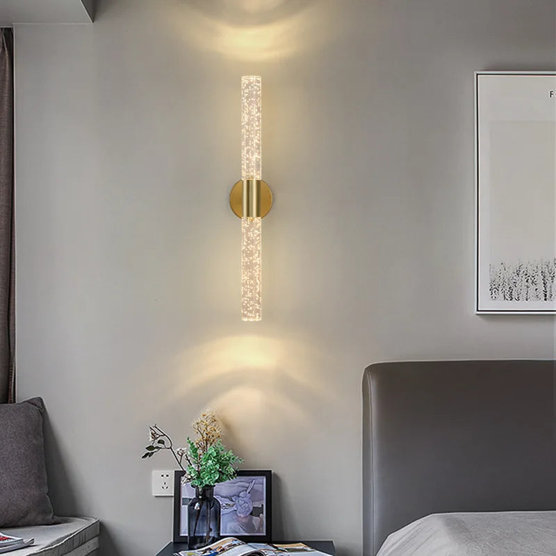 Lampe de chevet Murale Moderne LED avec Tige en Cristal