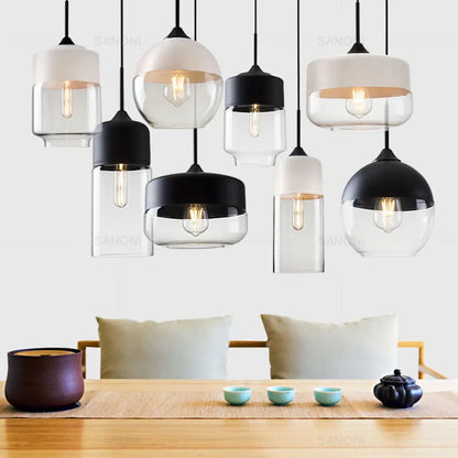 Suspension Noire avec Verre Ambré