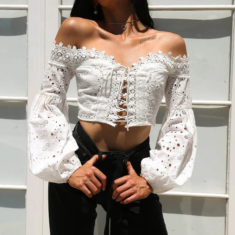 Crop top broderie anglaise