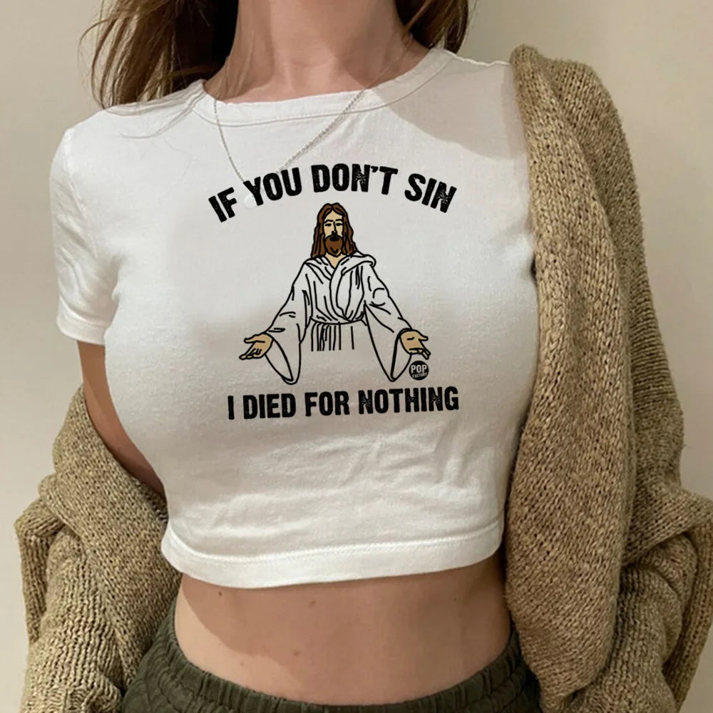 Jesus femme crop top