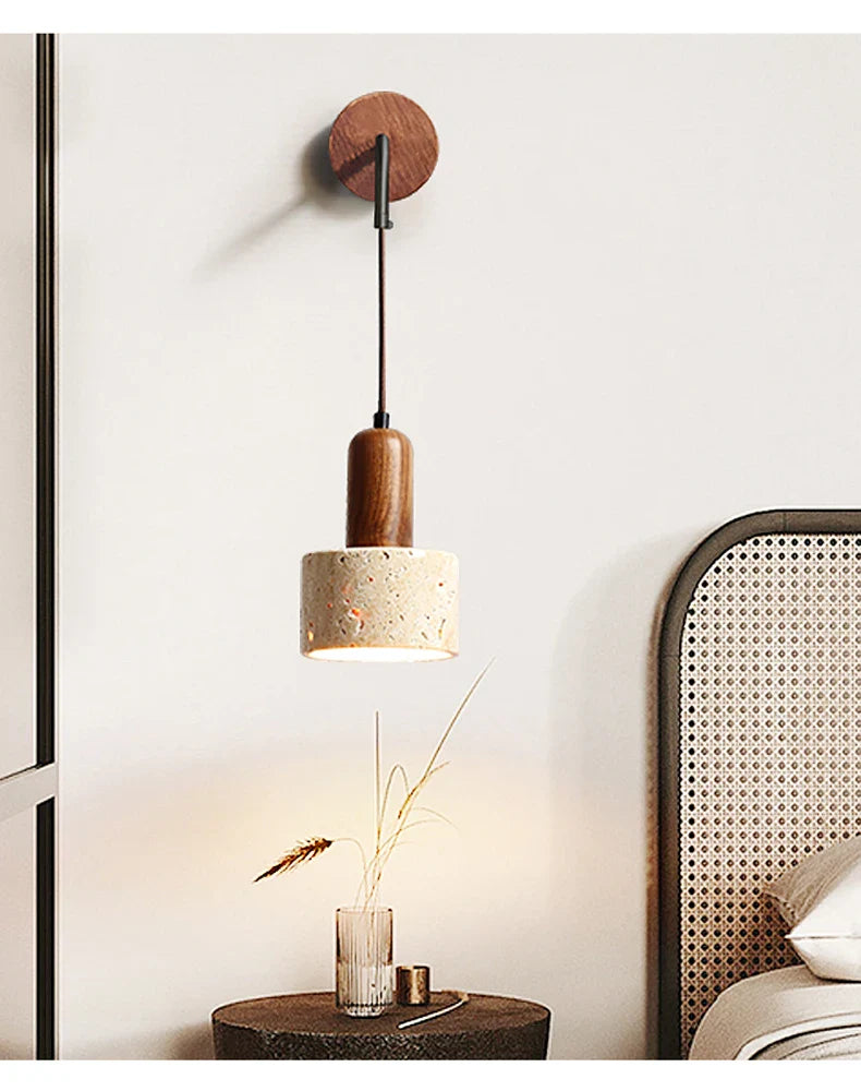 Lampe de chevet Murale Ajustable en Marbre Travertin