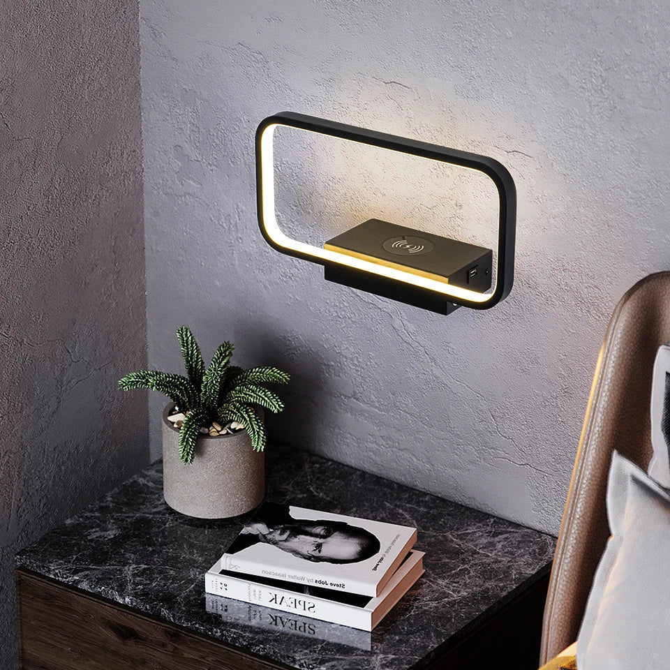 Lampe de chevet Murale Moderne Tactile avec Chargeur de Téléphone