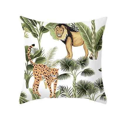 Housse coussin animaux forêt