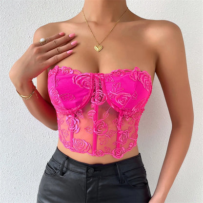 Dentelle rose crop top