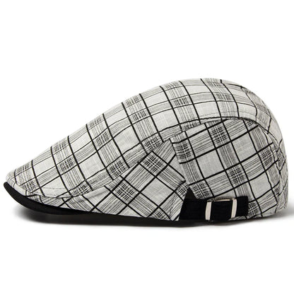 Béret Homme Réglable en Coton avec Motif Carreaux - Pixel