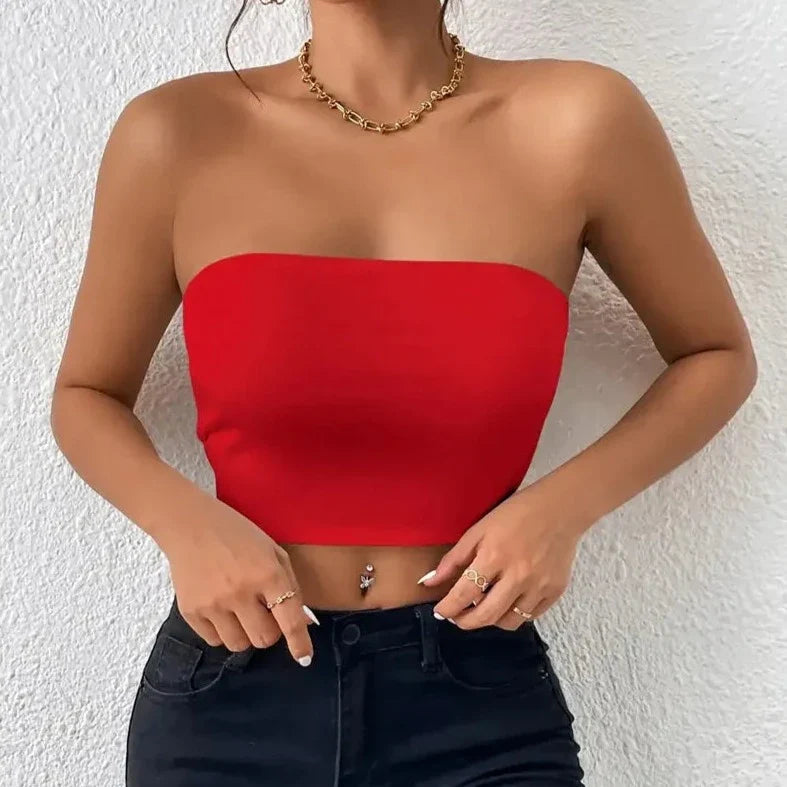 Crop top femme sans bretelle