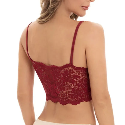 Crop top dentelle rouge