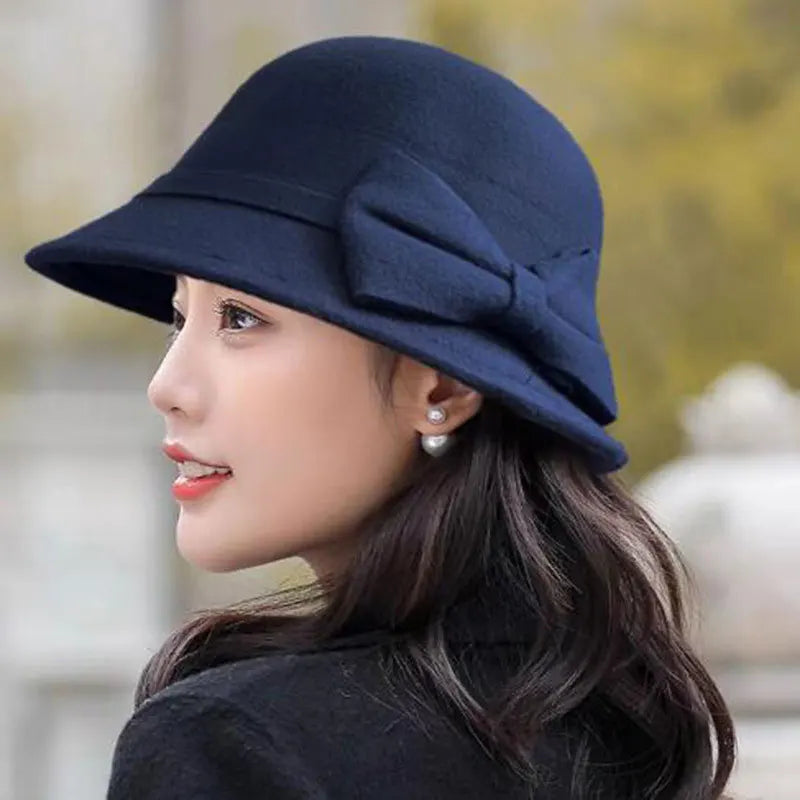 Chapeau Melon Cloche Femme Noeud Suede - La Maison du Chapeau
