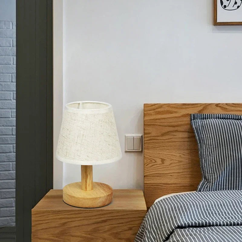 Lampe De Chevet Style Japonais Rétro En Bois