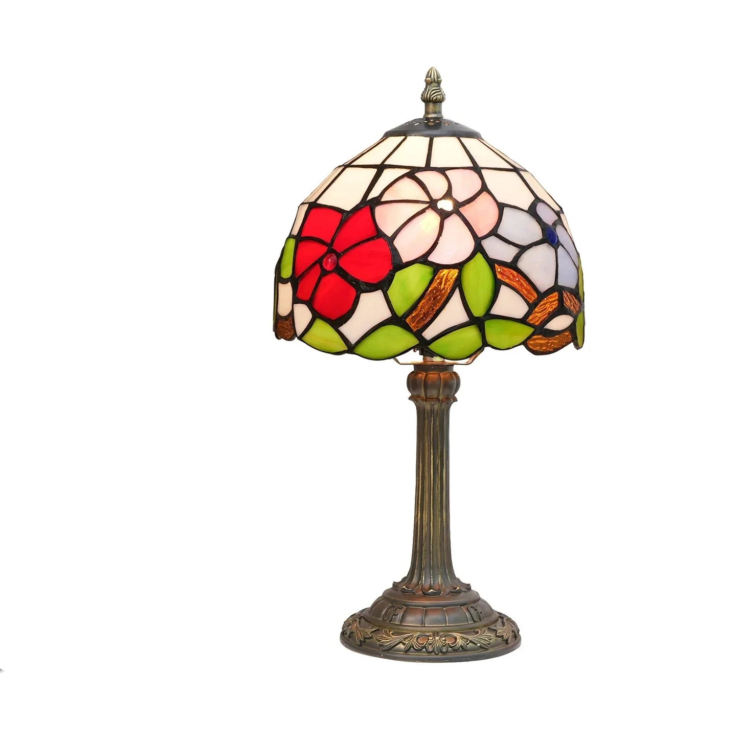 Lampe de chevet Tiffany en Verre Vitrail avec Motif