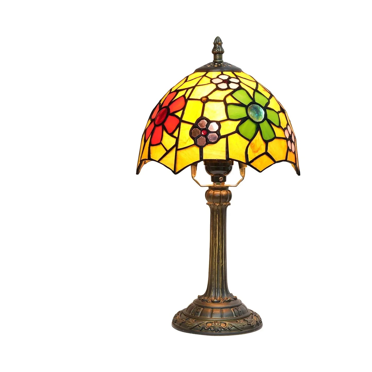 Lampe de chevet Tiffany en Verre Vitrail avec Motif