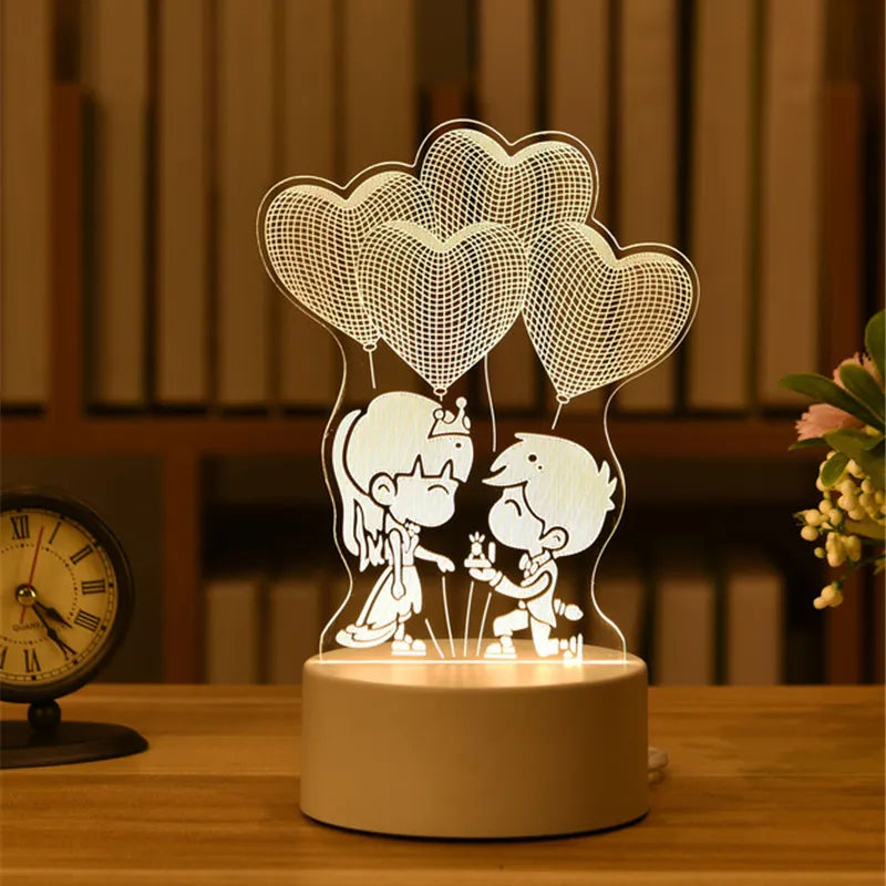 Lampe de chevet 3D LED Saint-Valentin