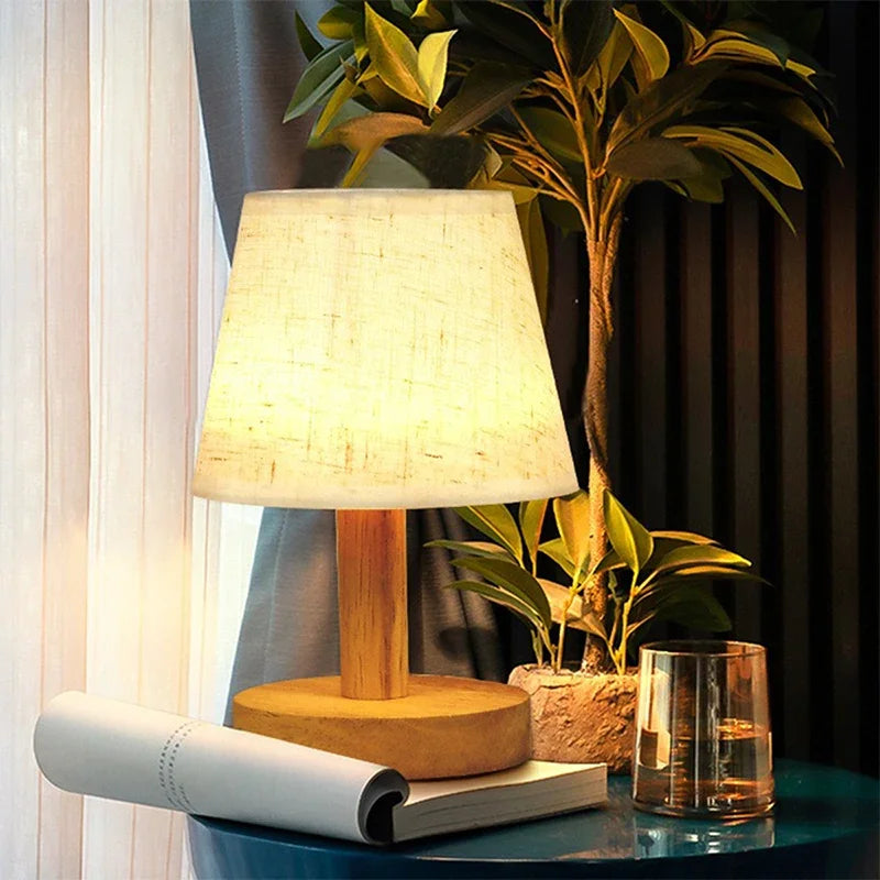 Lampe De Chevet Style Japonais Rétro En Bois