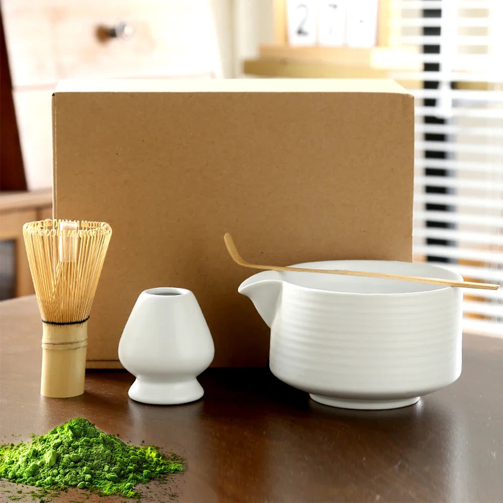Set Matcha Japonais 4 Pièces – Bol, Fouet & Support