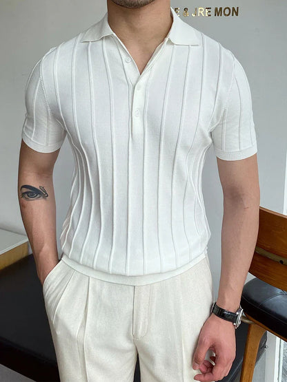 Ribbed knit polo