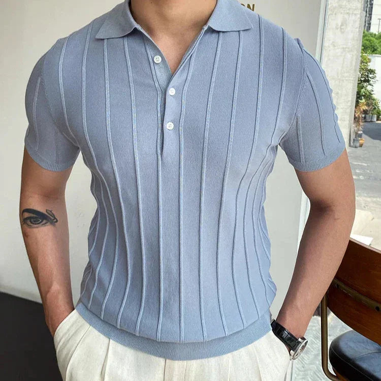 Ribbed knit polo