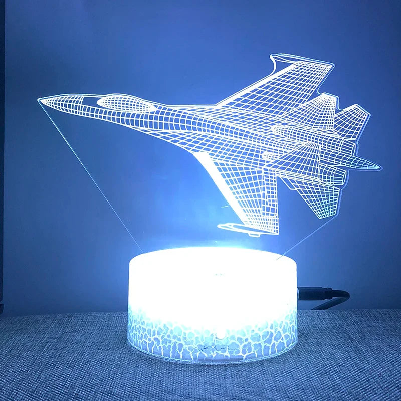 Lampe de chevet 3D LED Avion Bateau Fusée