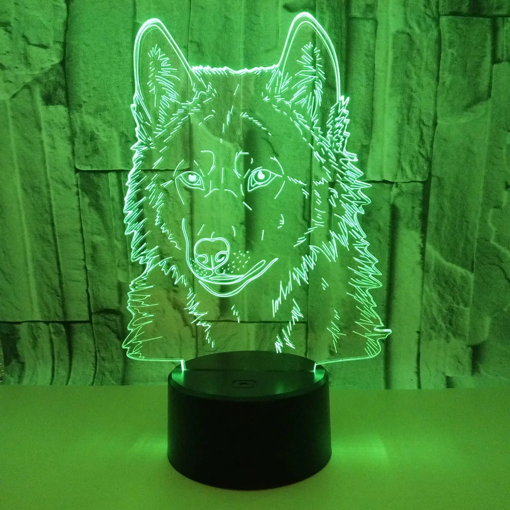 Lampe de Chevet Loup de Nuit 3D pour Enfants