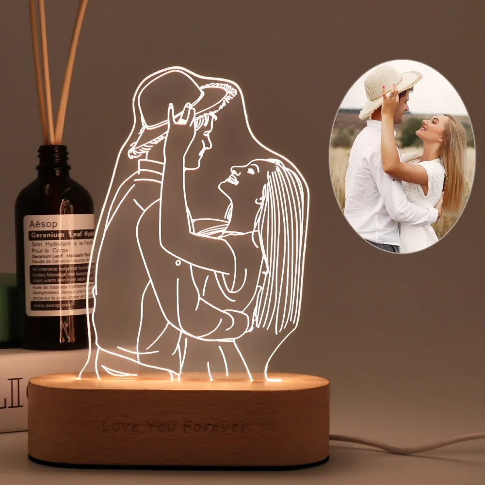 Lampe de Chevet 3D Personnalisée avec Photo