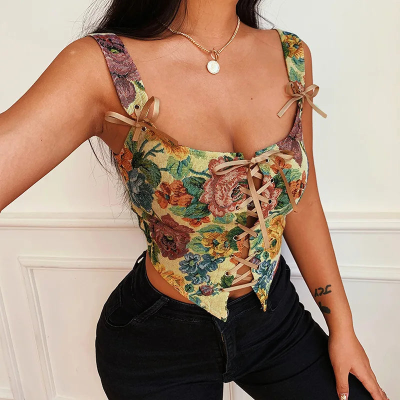Boho crop top femme