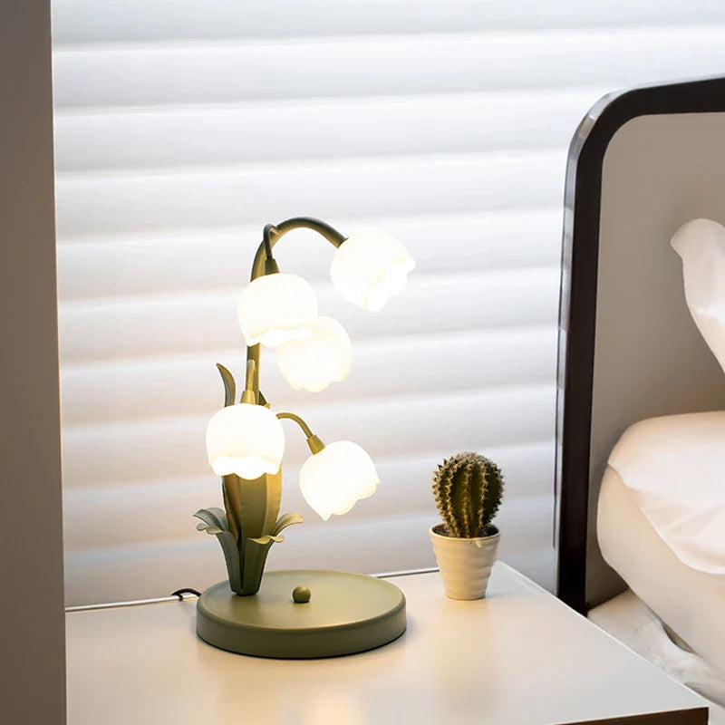 Lampe de chevet Vintage Florale Verte