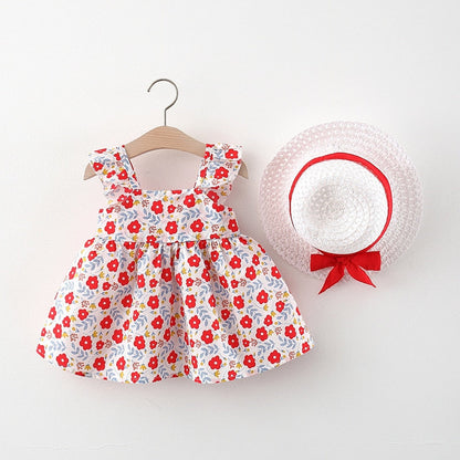 Robe Princesse Bébé Fleurs Rouge