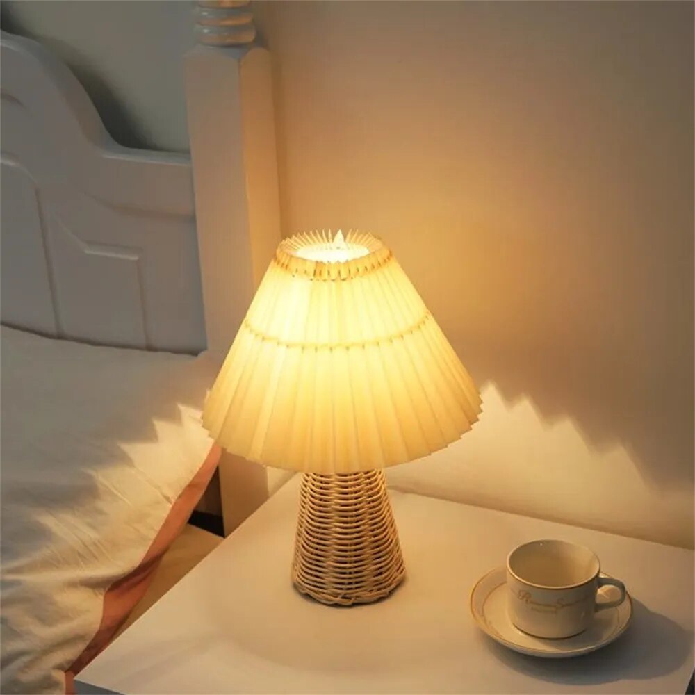 Lampe de chevet Industrielle Bois en Tissu