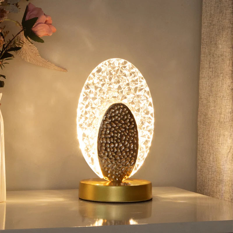 Lampe de chevet Ovale Tactile en Cristal