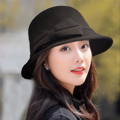 Chapeau Melon Cloche Femme Noeud Suede - La Maison du Chapeau