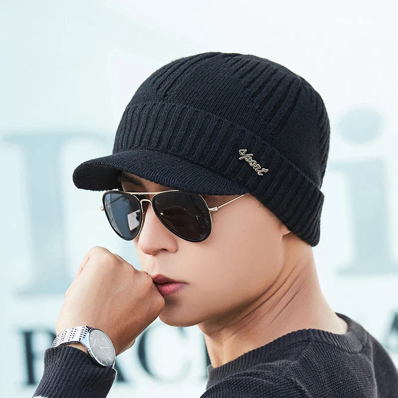 Bonnet Casquette Noir en Maille - KnitCap Elite