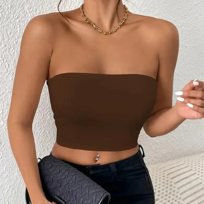 Sans bretelle femme crop top