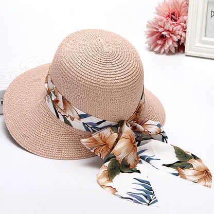Chapeau de Paille à Larges Bords – Ruban Fleuri Tropical