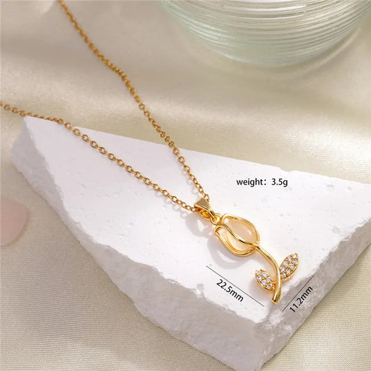 Collier Fleur - Rose Blanche