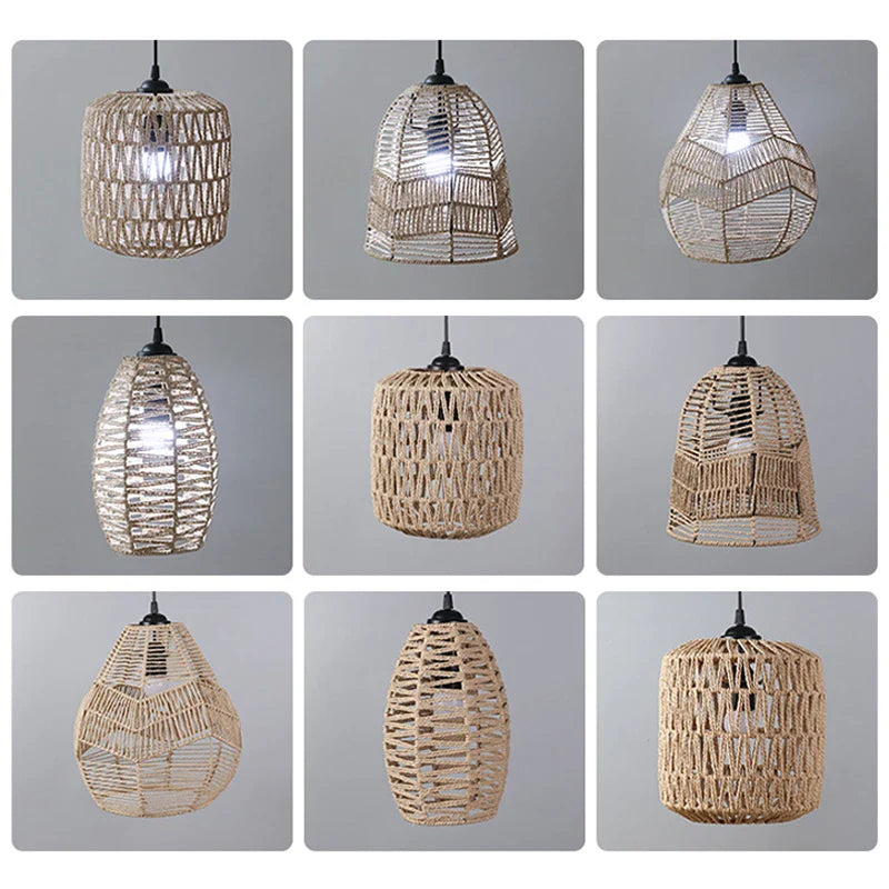 Abat-jour en Rotin pour Lampe de Chevet Suspendue