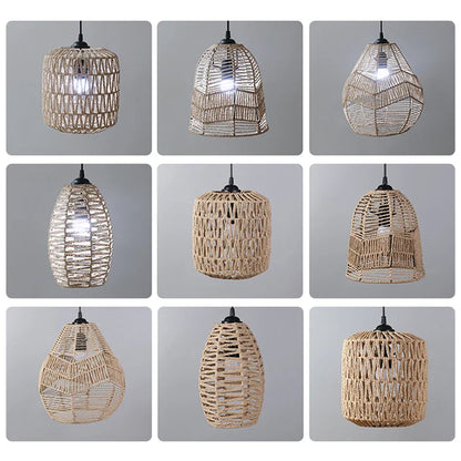 Abat-jour en Rotin pour Lampe de Chevet Suspendue