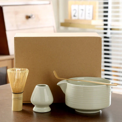 Set Matcha Japonais 4 Pièces – Bol, Fouet & Support