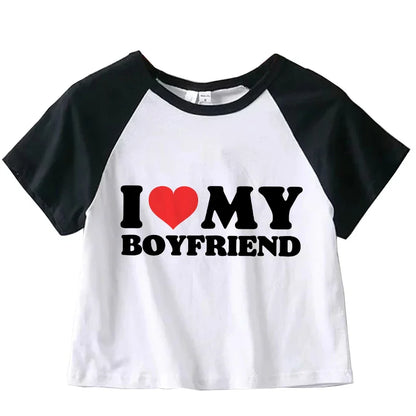 I love my boyfriend crop top femme