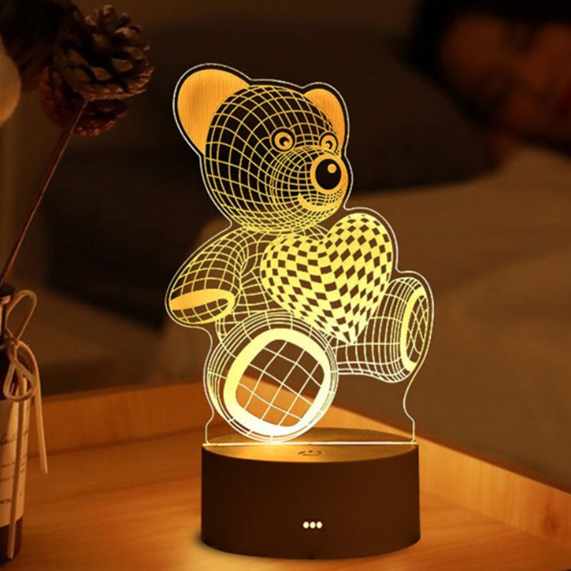 Lampe de chevet 3D LED Saint-Valentin