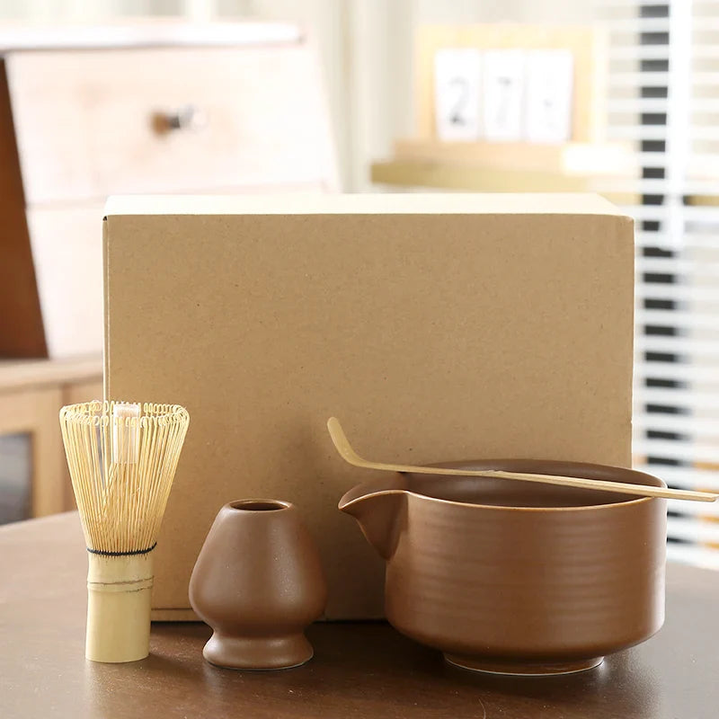 Set Matcha Japonais 4 Pièces – Bol, Fouet & Support