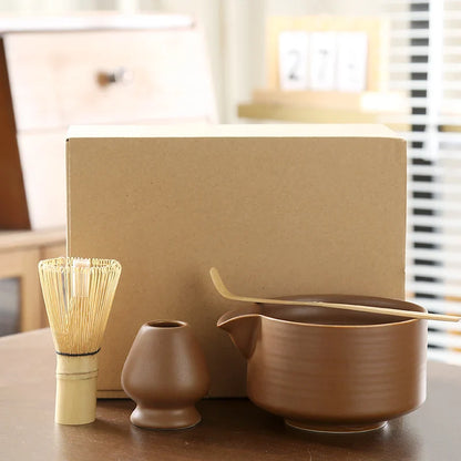 Set Matcha Japonais 4 Pièces – Bol, Fouet & Support