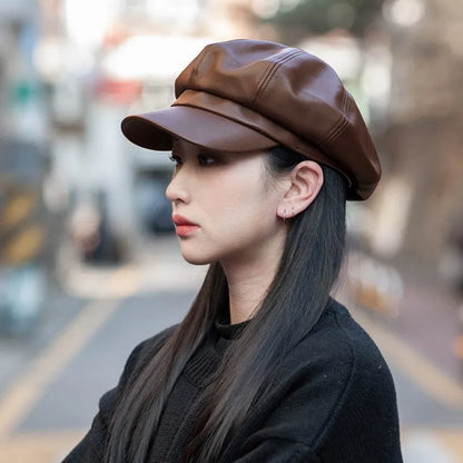 Casquette Gavroche Femme en Cuir - Chic