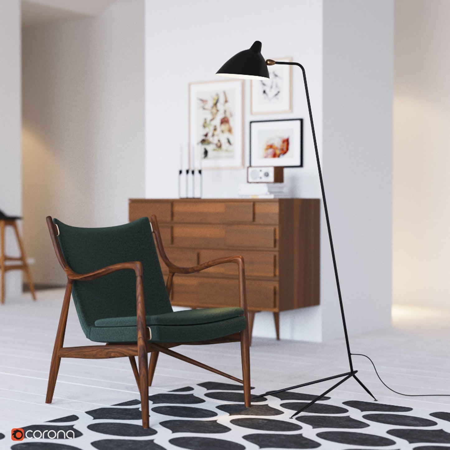 Lampe sur Pied à Trois Bras Mouille-Inspirée – Design Sculptural et Kinetique