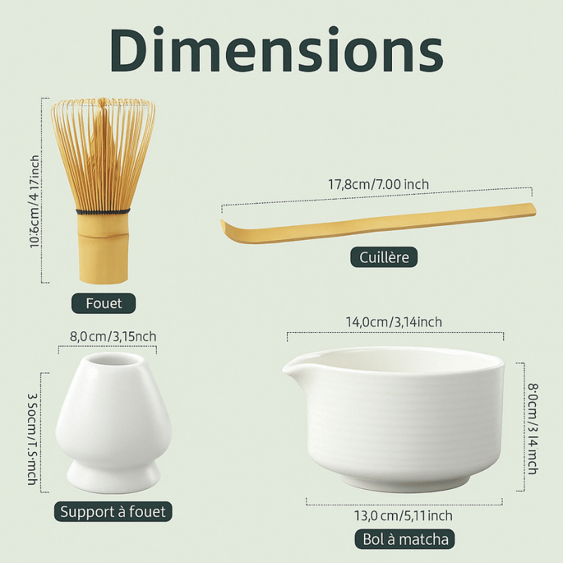 Set Matcha Japonais 4 Pièces – Bol, Fouet & Support