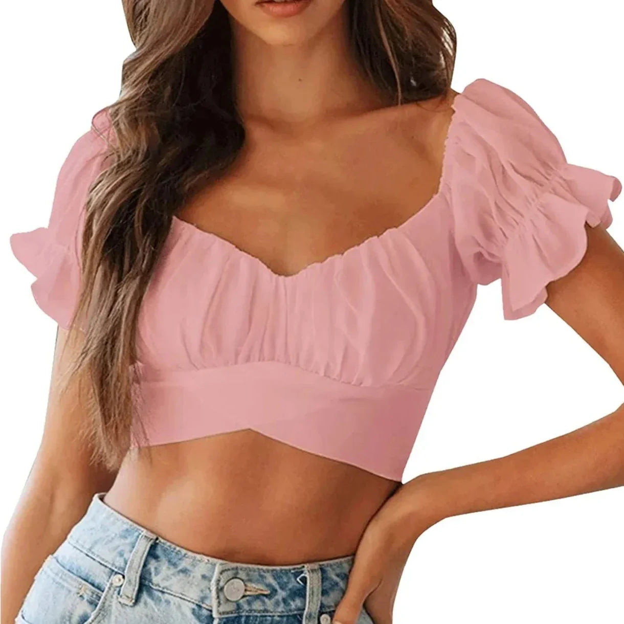 Crop top rose poudré