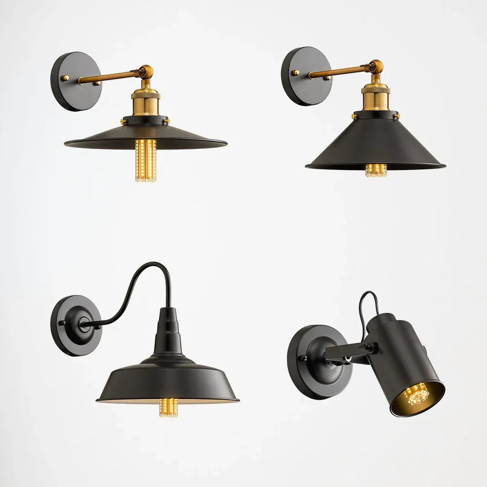 Lampe de chevet Murale Noir Rétro