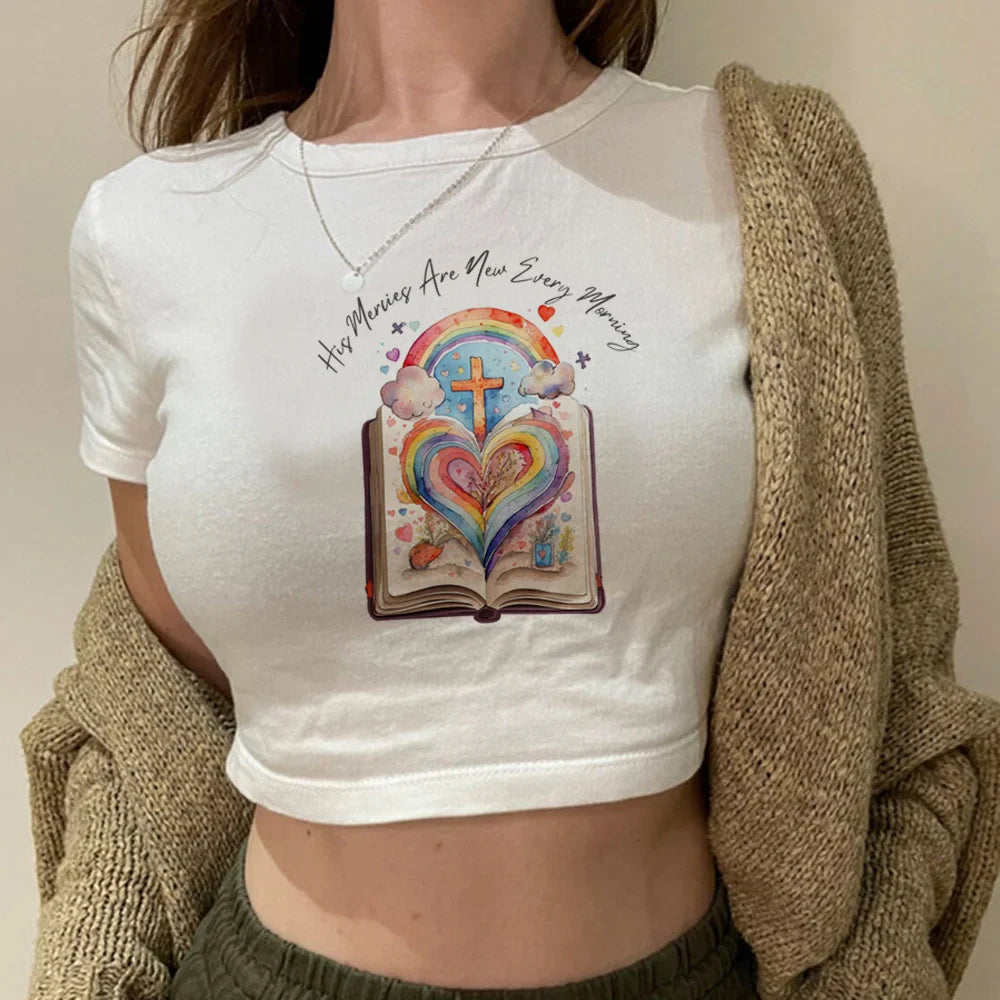Jesus crop top femme