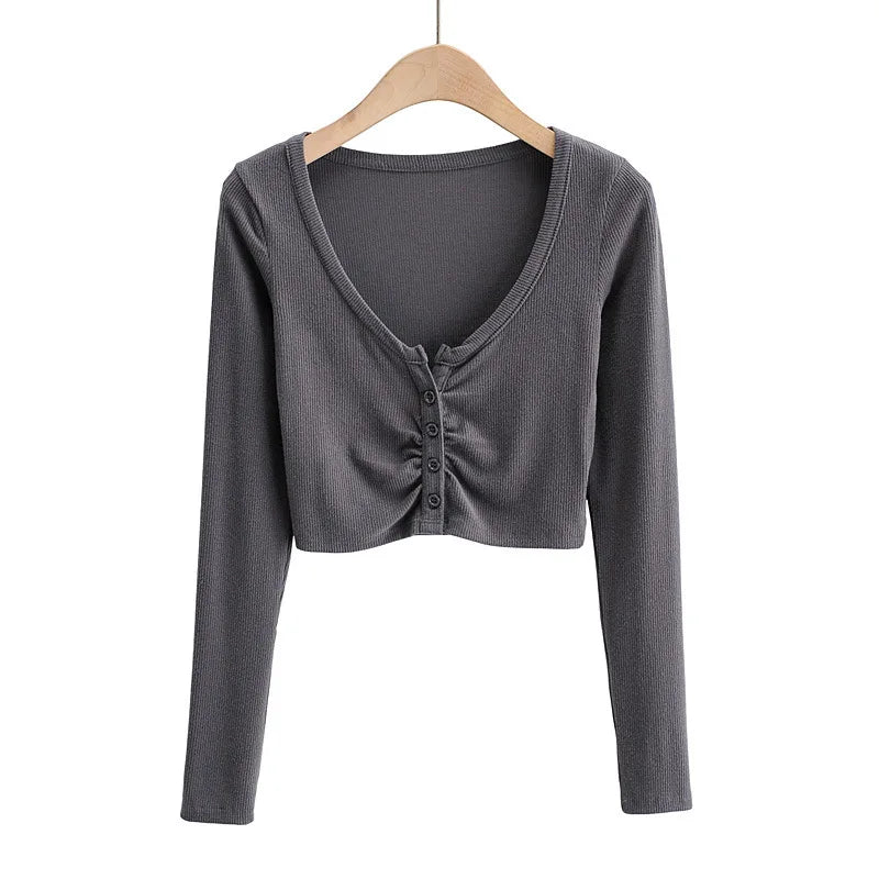 Crop top femme bouton