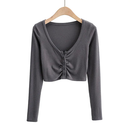 Crop top femme bouton
