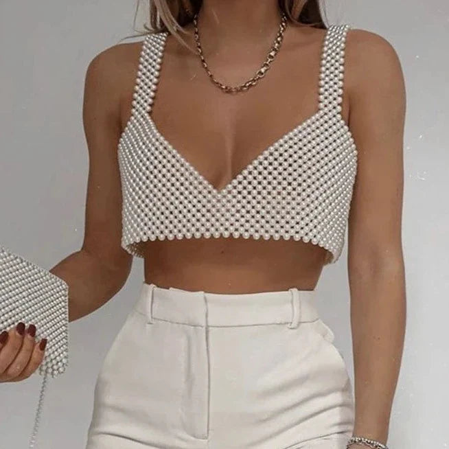 Crop top perlé