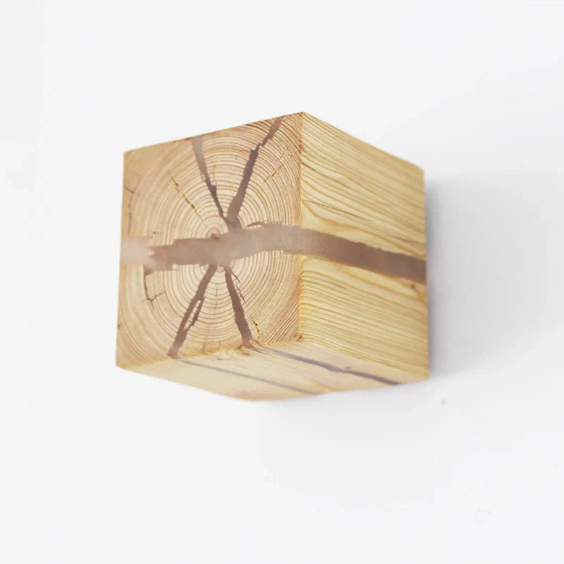 Lampe de chevet Murale Cube en Bois Moderne